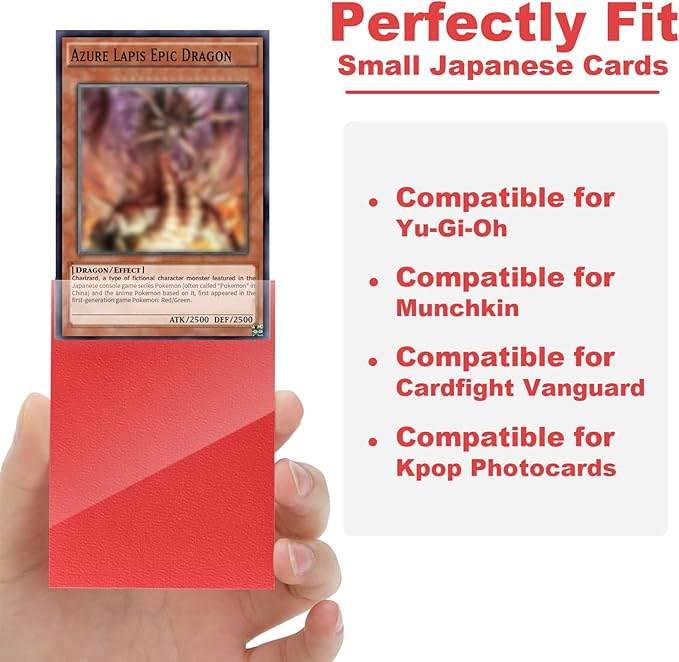 Ruby Card Sleeve 200 Pack Compatible with Yu-gi-oh Card Sleeve Japanese Small Card Sleeves Photocard Sleeves, Back Textured Perfect Shuffling, Protect Your Japanese Sized Photocard Never Tear