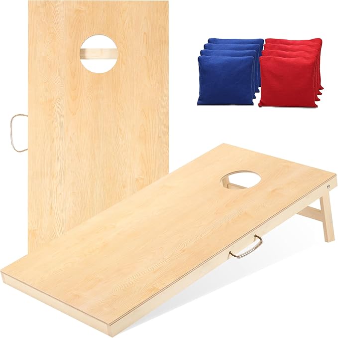 Sportdo 4x2 ft Solid Wood Cornhole Set with 8 Bean Bags, Regulation Size Cornhole Board Set for Adults, Cornhole Game Set for Tailgate Backyard Toss Games Indoor&Outdoor Activities
