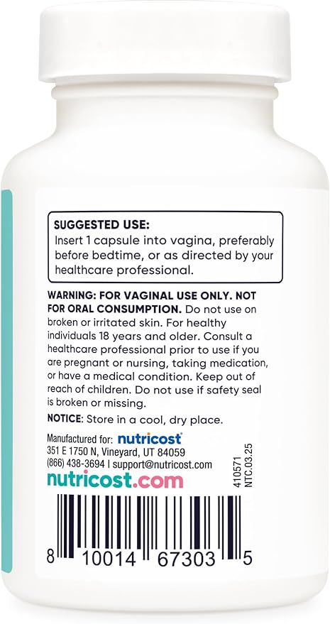 Nutricost Boric Acid 600mg, 30 Capsules - Vaginal Suppository - Non-GMO - for Women (Pack of 2)