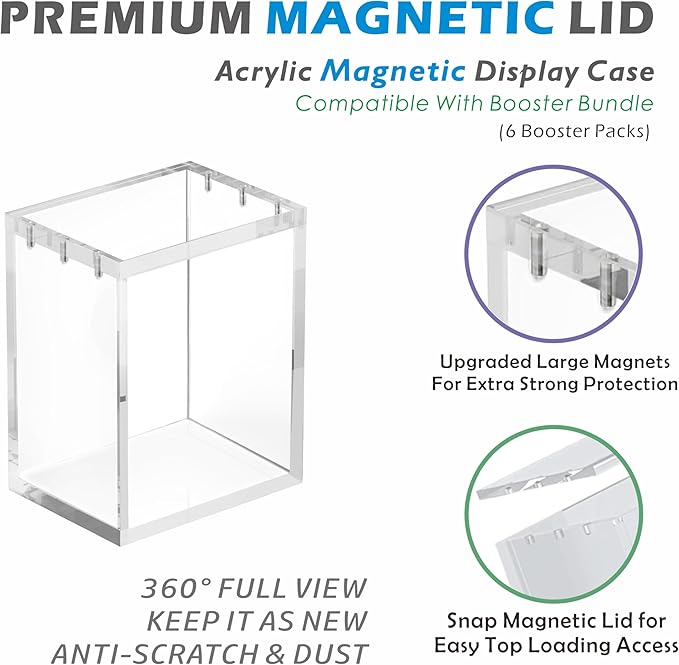 2 Packs Acrylic Magnetic Case for Booster Bundle/BUILD & BATTLE With Magnetic Lid Clear Display Box For Booster Bundle(NOT Compatible NEW Booster Bundle) Protector Acrylic Storage Container