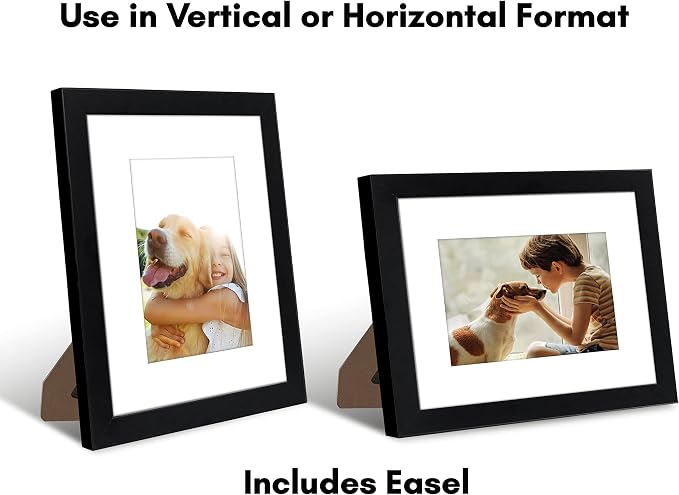 Americanflat 8x10 Picture Frame with Shatter-Resistant Glass - Use as 5x7 Frame with Mat or Display 8x10 Photo Without Mat - Signature Collection - Picture Frames for Tabletop and Wall Display - Black | Shatter-resistant glass, wall or tabletop display...