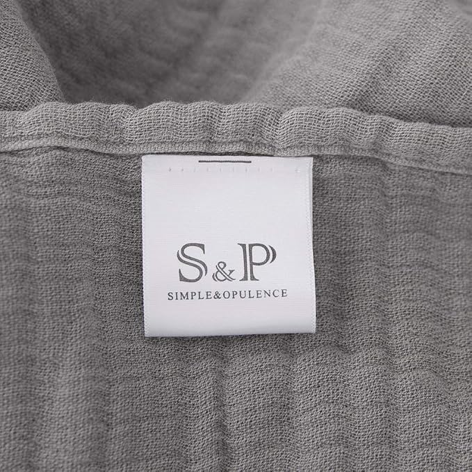 Simple&Opulence Cotton Muslin Throw Blanket for Bed, Couch, Knit Woven Gauze Blanket with Tassels, Soft Lightweight Cozy Pre-Washed Breathable Farmhouse Decoration for All-Season (Grey)