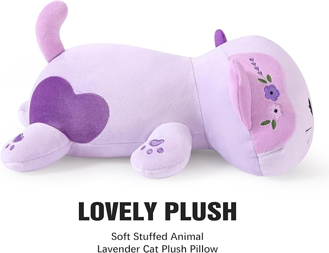 Onsoyours Original Lavender Cat Plush 20 Inch Kitty Plushies Toy Kitten Stuffed Animal Soft Pillow Kawaii Plushie Gift for Kids & Adults (Lavender Cat,20")