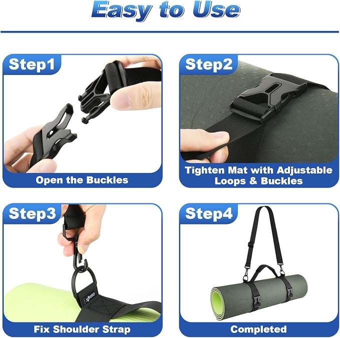 Cosmos Portable Yoga Mat Strap Mat Sling Picnic Blanket Strap with Adjustable Shoulder Strap & Handle for Festivals Picnics Camping Motorcycle Bedroll Pilates