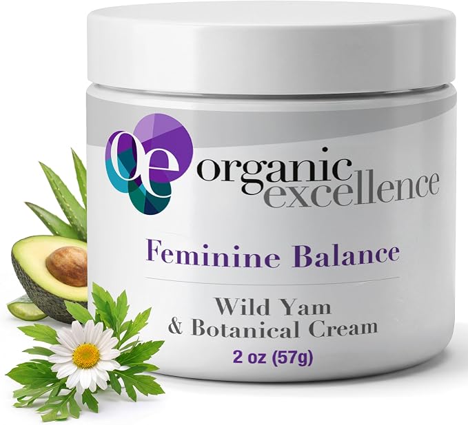 Organic Excellence Feminine Balance Wild Yam & Botanical Cream for Women – 2 fl oz