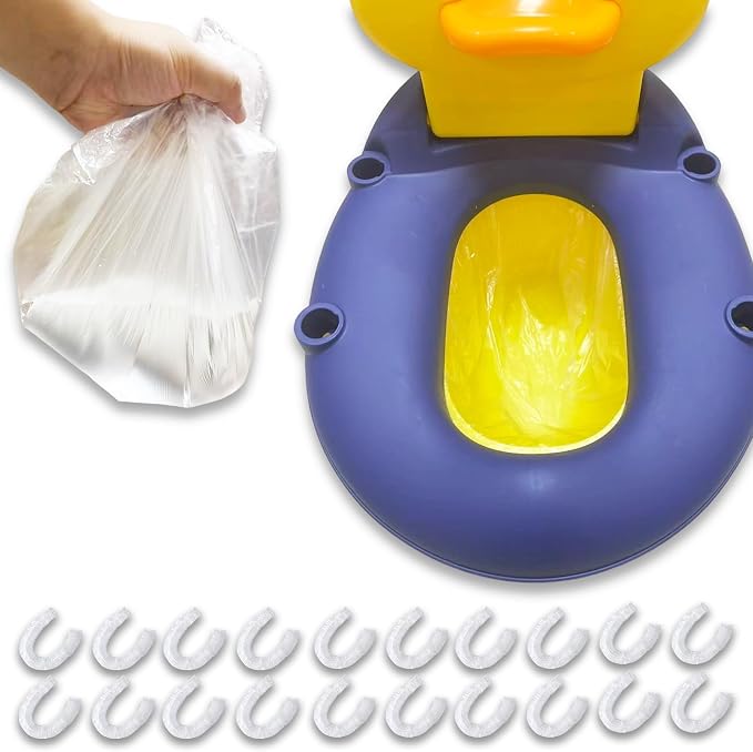 100Pcs Potty Liners - Disposable Potty Training Liners Bags for Portable Travel Toilet Seat Covers For Toddlers Kids (Clear Elastic)