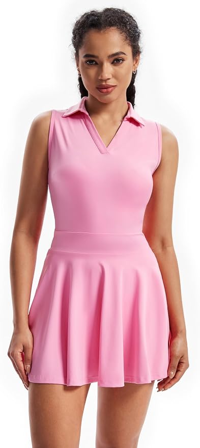 Cute Golf Tennis Dress Workout Athletic Dresses for Women with Shorts Pockets 2 Piece Sets Outfits Summer Clothes
