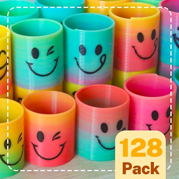 Cocurb 128 Pcs Mini Spring Party Favors for Kids 4-8,Fun Goodie Bag Stuffers for Birthdays, Classroom Prizes, and Small Toys Gifts (4 Assorted Designs)