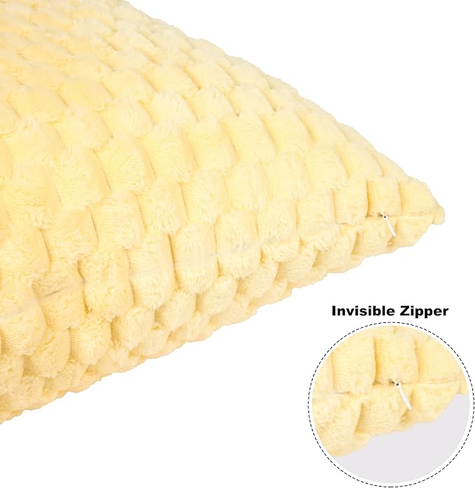 Bnuitland Flannel Throw Blanket, 300 GSM Fleece Cozy Warm Soft Home Decor Lightweight Bed Sofa Blanket for Adults, Suitable for All Seasons(Light Yellow,50X71 inches with Pillow Cover)