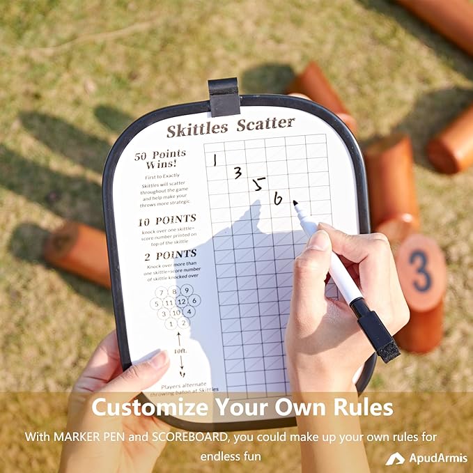 ApudArmis Wooden Tossing Game Set, Numbered Block Toss Games Set with Scoreboard & Carrying Case - Outdoor Lawn Backyard Beach Game for Adults Family