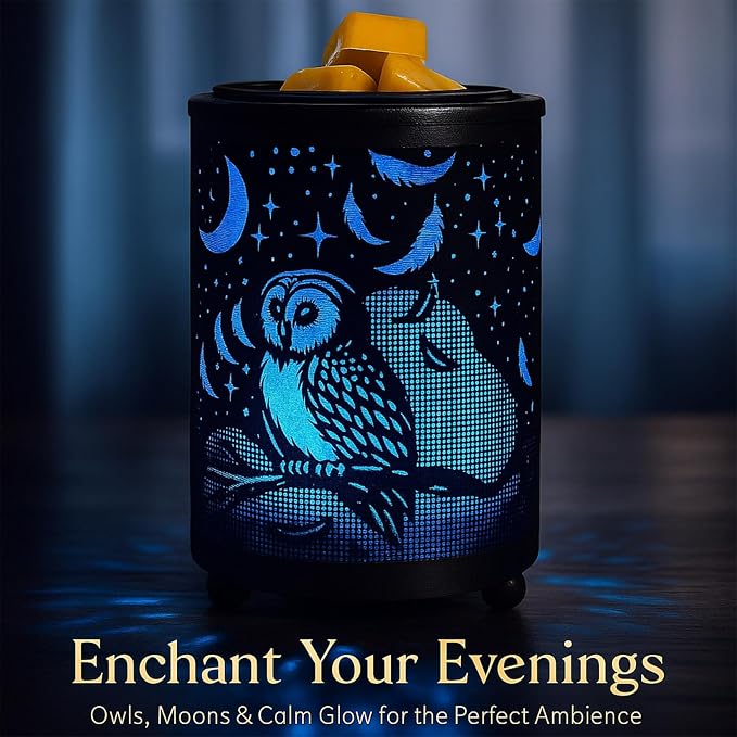 Leyoue Electric Wax Melt Warmer PTC Heating Plate with 7 Colors LED Changing Light Wax Warmer Fragrance Warmer for Home Office Gifts & Decor(Owl)