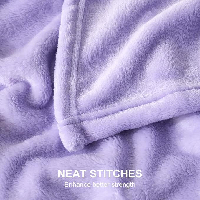 Hansleep Queen Light Purple Fleece Blanket, Soft Flannel Bed Blanket | Fuzzy Cozy Blanket 90x90 Inches, Multi-use for Bed, Sofa, Couch, Travel, Camping, All Season Warm Lightweight Cover