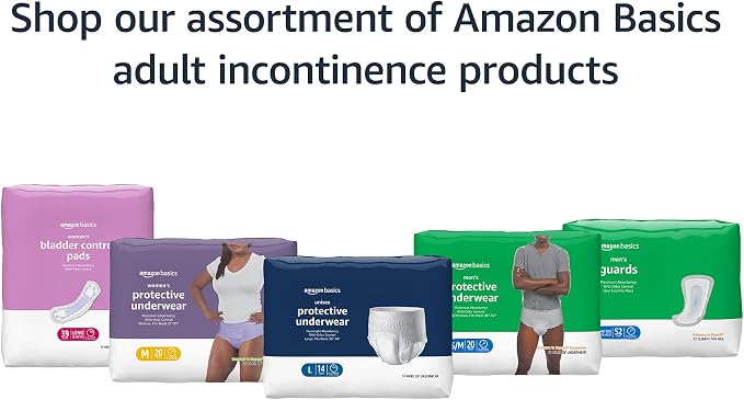 Amazon Basics Maximum Absorbency Incontinence Underwear for Women, Disposable Postpartum, Bladder Leak Protection, Odor Control, Soft, Medium, Lavender, 60 Count (3 Packs of 20)