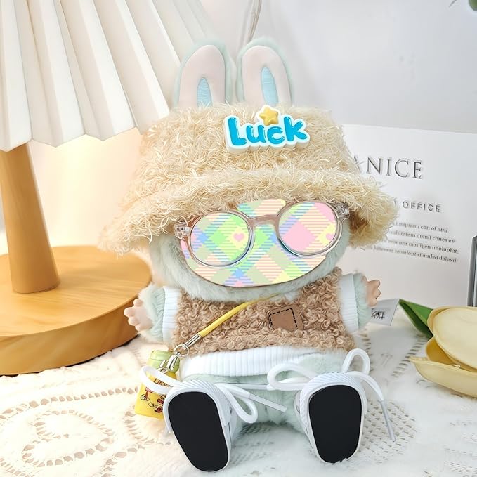 Clothes Set for Dolls Accessoriess (No Doll), Cute Kawaii Outfit Set 5 Pieces for 15cm 17cm Doll, Dress Up Doll Clothing Set Replacement with Hat Glasses Sweater Shoes