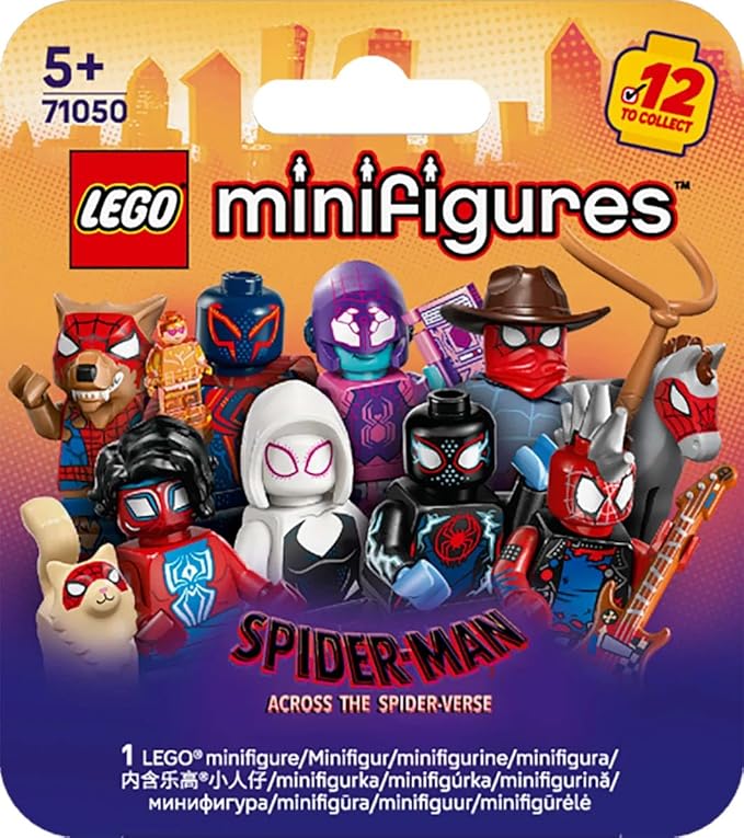 LEGO Minifigures Spider-Man: Across the Spider-Verse - Get 1 of 12 Collectible Toys with Accessories - Gift for 5+ Year Old Boys & Girls - Mystery Box - 71050