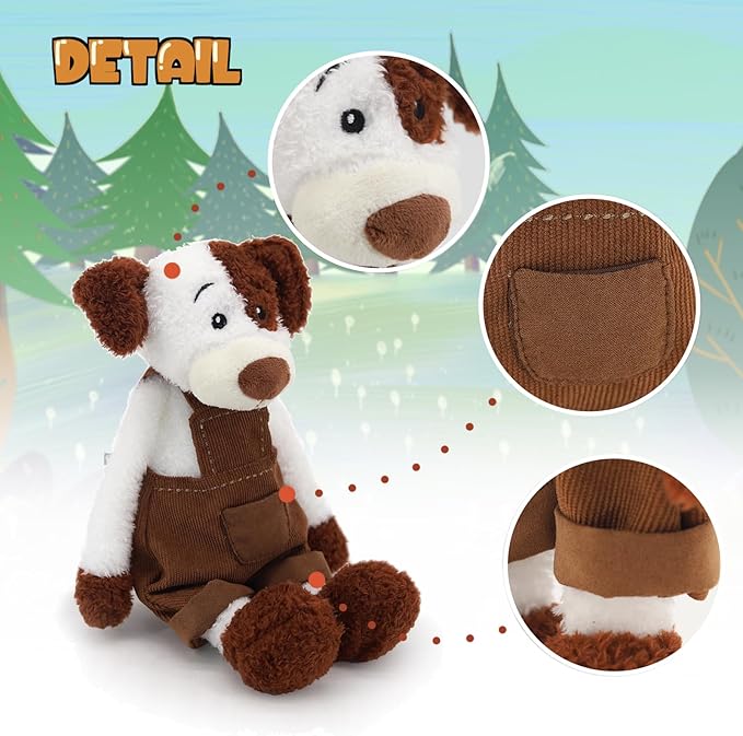 Irresistibly Soft Dog Plush Figure in Charming Corduroy Overalls - A Delightful Addition to Any Plush Collection, Great for Both Kids' Playtime Fun and Cozy Room Aesthetics