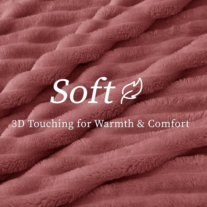 BEDELITE Ribbed Twin Blanket for Couch & Bed, Brick Dust, 60"x80" | Ultra-Soft Plush Fleece, Cozy, Warm Yet Lightweight, Ribbed Texture, Home Decor, Machine Washable, Giftable, All-Season Use
