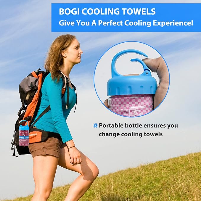 BOGI Cooling Towels for Neck and Face, Soft Breathable Cool Towel for Instant Cooling Stay Cool for Yoga, Sport, Gym, Camping, Running & More Activities