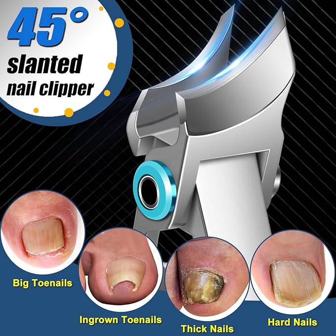 Toenail Clippers for Seniors Thick Toenails, 2026 Large Toe Nail Clippers for Men Thick Nails with Wide Opening, Sharp Heavy Duty Ingrown Toenail Clippers Nail Cutter Long Handle with Slanted Blade