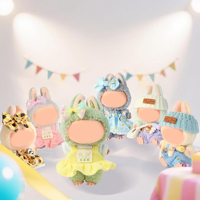 2025 Clothes for bubudoll(No Dolls Included), Designed for bubuclothes, Can Be Used to Change Outfit for Your 15&17cm Dolls(Blue and White Plaid Dress 2pc Set)