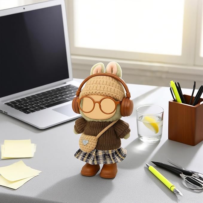 17cm Doll Knit Style Outfits Clothes and Accessories Set Include: Hat, Sweater, Dress, Bag, Glasses, Earphone and Shoes (Doll Not Included)