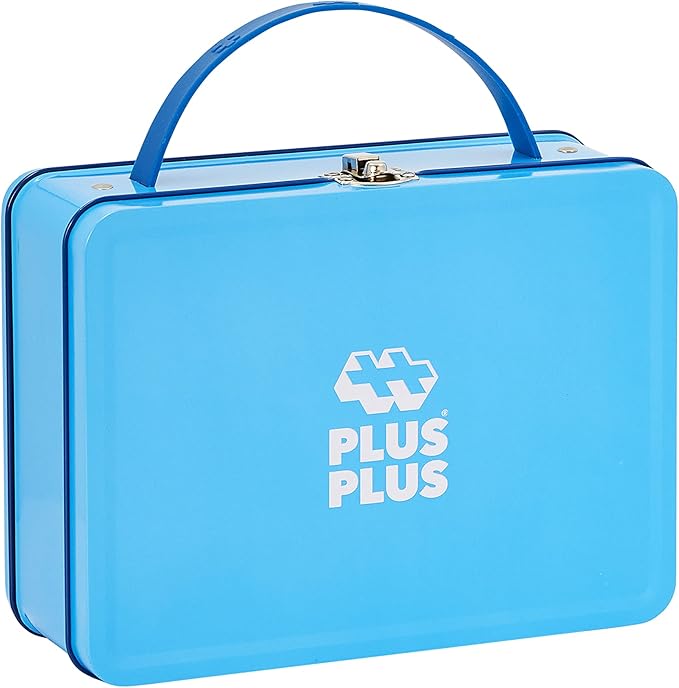PLUS PLUS Building Set with Metal Suitcase, 3D Open Ended Stem Toy for Kids, 600 Mini Interlocking Pieces, 2 Green Baseplates