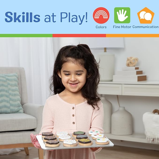 Melissa & Doug Slice & Bake Cookie Set with Wooden Play Food, Colorful Toppings & Play Kitchen Accessories, Preschool Learning Toys for Girls & Boys 3+