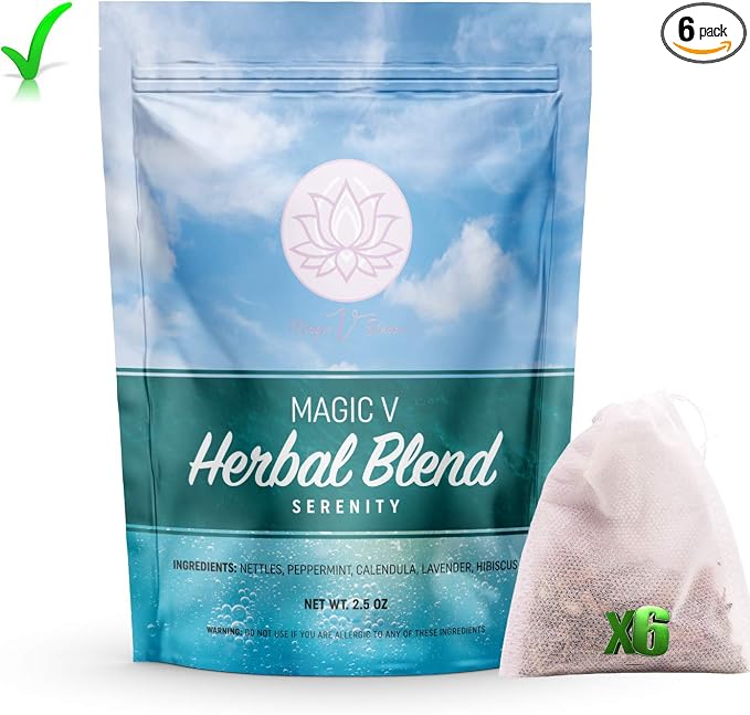 Magic V Serenity Yoni Steam Herbs for Women – Relaxing Steam Kit with Lavender, Chamomile, Rose & Calendula – Natural Self Care, Soothing Relief & Feminine Wellness – 6 Steam Bags