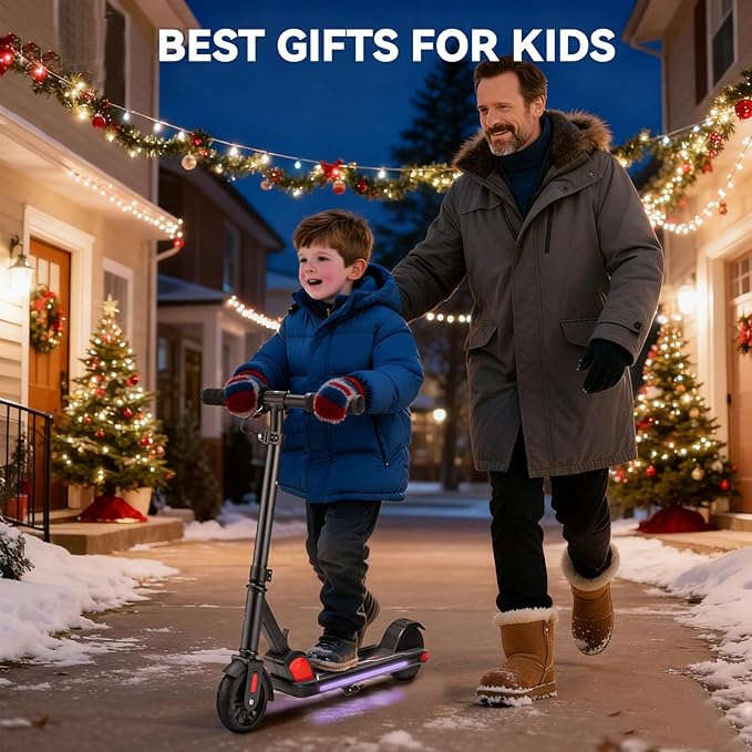 Caroma Electric Scooter for Kids Ages 6-14, 150W/180W Motor,10 MPH Max Speed & 7 Miles,Adjustable Height & Speed,Colorful Lights,LED Display,Foldable Kids Electric Scooter 132 Lbs Max Load