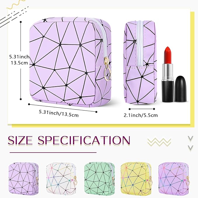 Likesing Period Bag for Tampon, Leather Sanitary Napkin Storage Bag for Girls Womens, Portable Sanitary Napkin Period Pad Pouch for Purse, Small Make Up Bags(Purple)