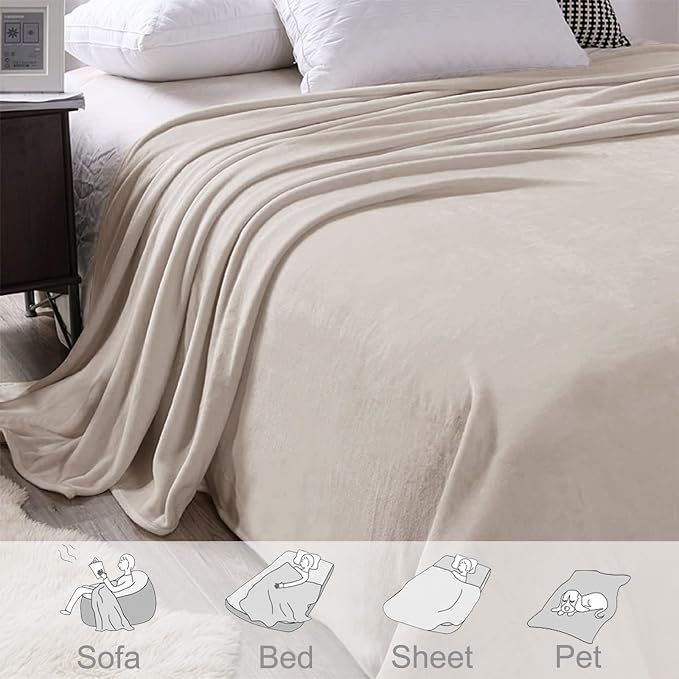 Exclusivo Mezcla Soft Fleece Blanket King Size for Bed, Camel | 104x90 Inches, Double-Sided Brushed Flannel, Lightweight Plush Cozy Blanket for Home Decor, All Season, Machine Washable