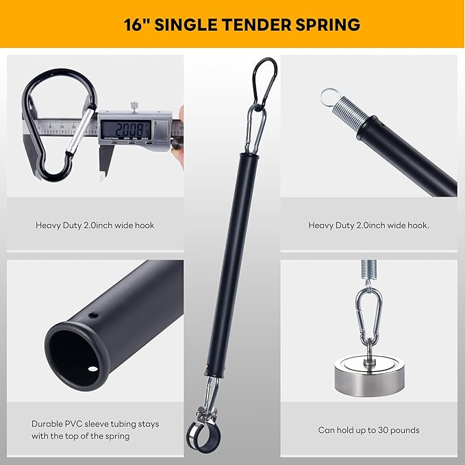 2PCS 40” Swivel Pogo Stick with 2PCS 25" Tender Spring, Pogo Stick for Semi Truck, Air Brake Line & Electric Power Cord Holder Stand, Stick with Clamp, 3 Hole Clamp, Lock Screw
