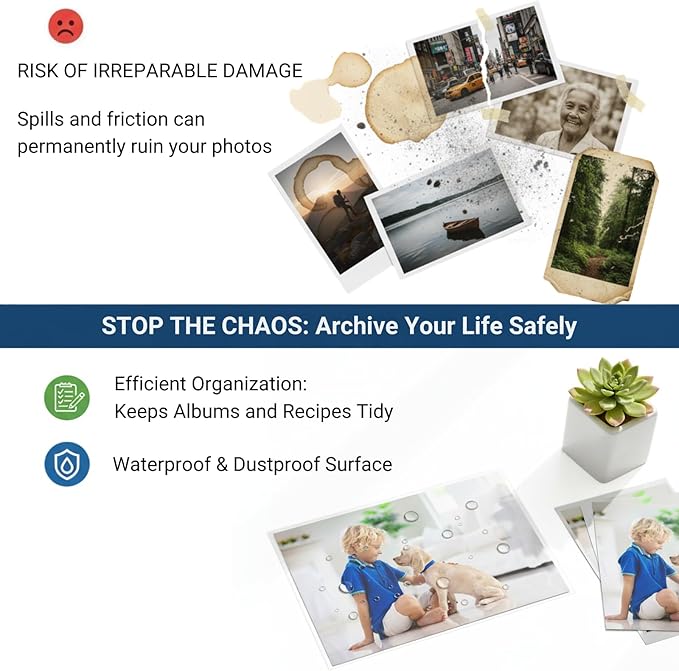 3.5x5 Archival Photo Sleeves, 2.7 Mil Extra Thick, Heavy Duty Self-Adhesive Protectors for Pictures & Postcards, Crystal Clear Dust & Bend Protection, Acid-Free Storage, 100 Count