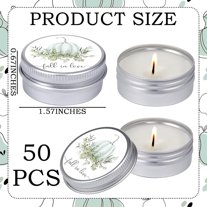 MTLEE 50 Pcs Fall in Love Wedding Candles Gift Favors for Guests 1 oz Blue Pumpkin Lavender Scented Soy Wax Aromatherapy Candle Favors for Fall Bridal Shower Rustic Wedding Party Guests
