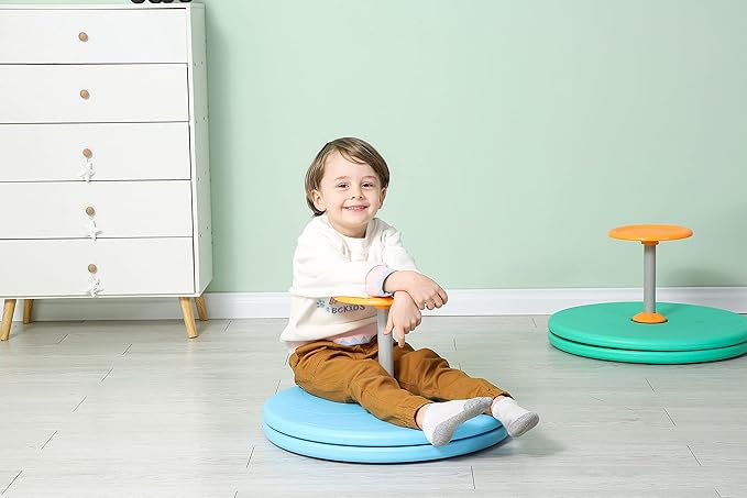 Spinner-X Seated Spinner Sensory Toy, Sit Spinner Sit and Spin Bigger Size and Durable Material for Kids- Ages 3 and up (Blue) by BARNEY KAITE BS…