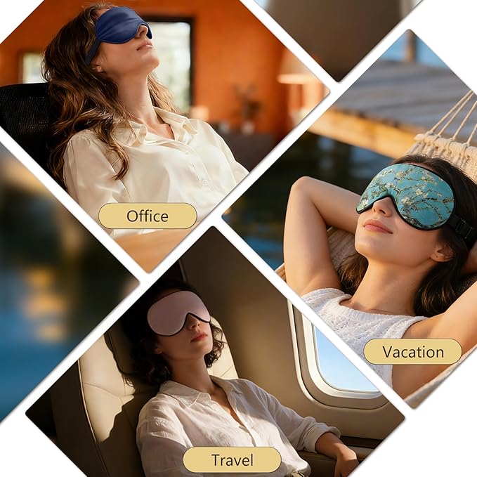 ZIMASILK 2 Pack 100% Natural Silk Sleep Mask, Adjustable Super-Smooth Soft Eye Mask for Sleep, Multiple Color Options (2 Pack,Black)