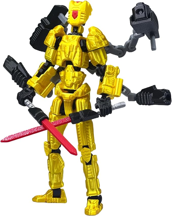 Assembly Completed T13 Action Figure,3D Printed Multi-Jointed Movable, Nova 13 Action Figures Desktop Decorations for Game Lovers Toy (Yellow)