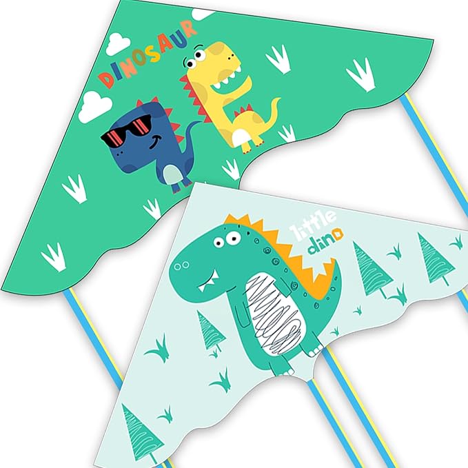 2 Piece Set Dinosaur Kites, Easy to Fly for Beginner, Perfect Kite for Kids and Adults, for Beach and Park, Kids Kite and Adult Kites for Outdoor Games & Activity. (Dinosaur, 2)