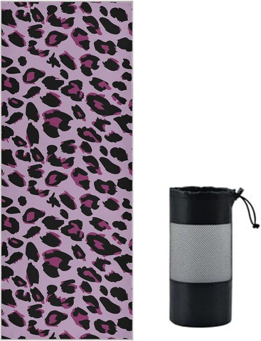 Vintage Leopard Print Yoga Mat Towel Non Slip Soft Sweat Absorbent Hot Yoga Mat Towel, for Hot Yoga, Pilates and Workout-73 x 27 Inch