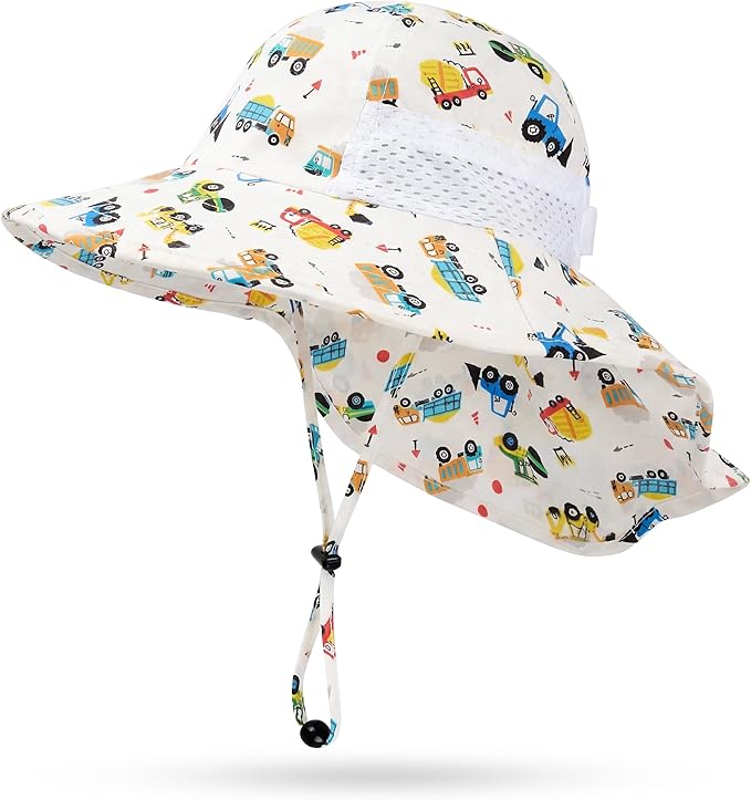 Toddler Baby Sun Hat Kids Summer Beach Essentials Adjustable Beach Hats with Bucket Wide Brim for Boys Girls Age 0-14 Years