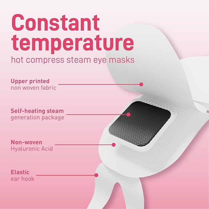 Ditoi Steam Eye Mask, Heated Eye Mask for Dry Eye Relief,Warm Compress with Hyaluronic Acid,Christmas Stocking Stuffers,Travel Essentials & Relaxation Gifts,Rose 20 Packs