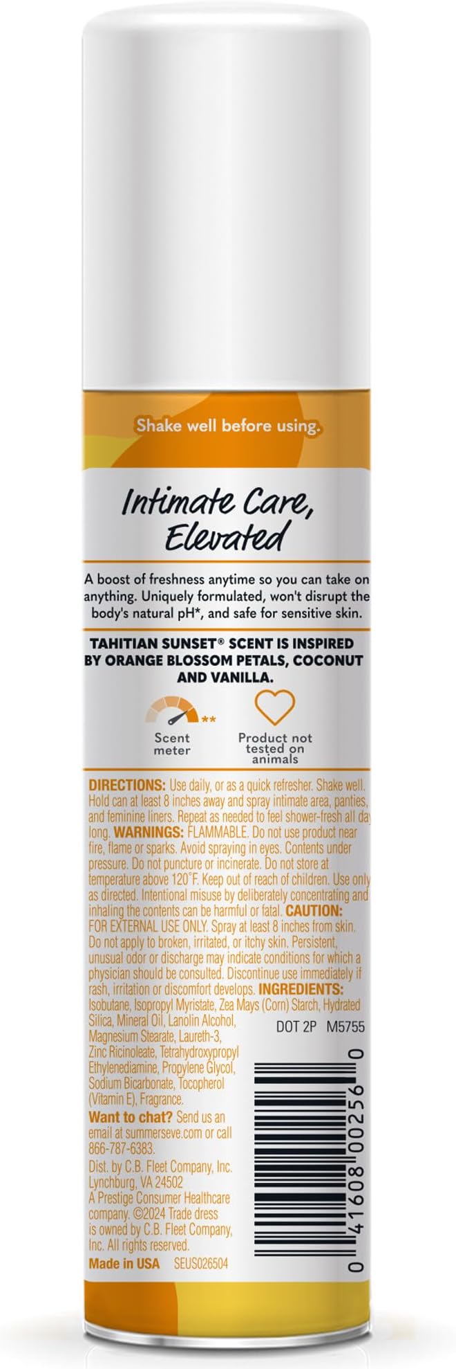 Summer's Eve Tahitian Sunset Daily Feminine Spray with Talc-Free, Odor-Neutralizing and Moisture-Absorbing Formula, 2 Oz, Pack of 6