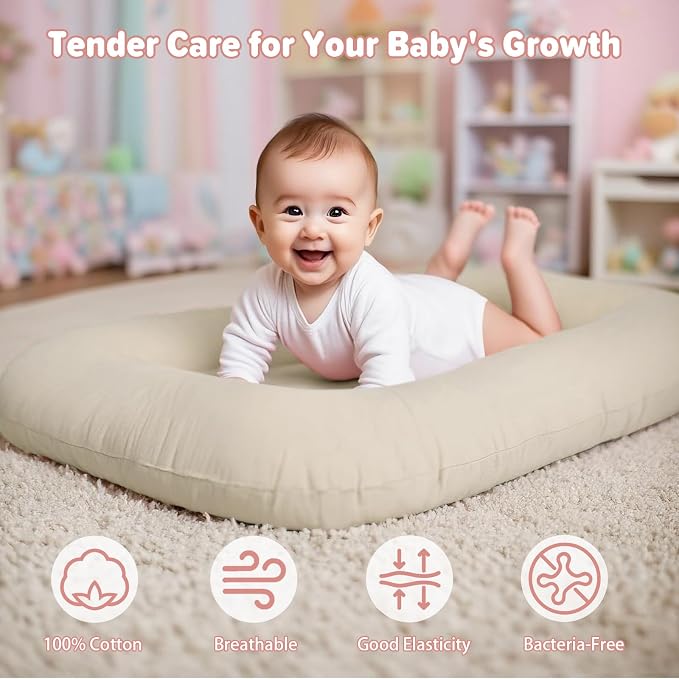 Baby Lounger for Infants Babies 0-24 Months, Bionic Organic Lounger, Soft Cotton Breathable Infant Floor Seats & Loungers for Newborn Baby Shower Gifts (Livid)