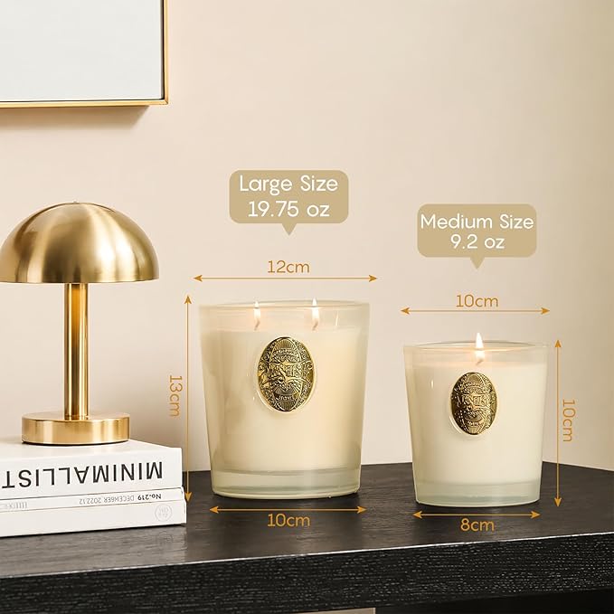 M&SENSE Large Two-Wick Soy Candle | Vanilla Dream & White | 19.8 oz, 120H Burn Time | Luxury Scented Candle for Relaxation, Gifting, Home Décor | Ideal for Bedroom, Office, Party Ambiance