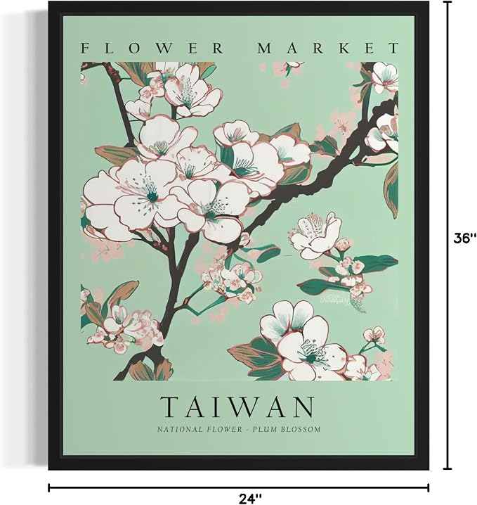 Taiwan Flower Market Unframed Art Print Poster, Wall Art Floral Painting Botanical Decor for Bedroom, Kitchen, Bathroom Livingroom Decoration 82B (Taiwan, 36"L x 24"W, Unframed)