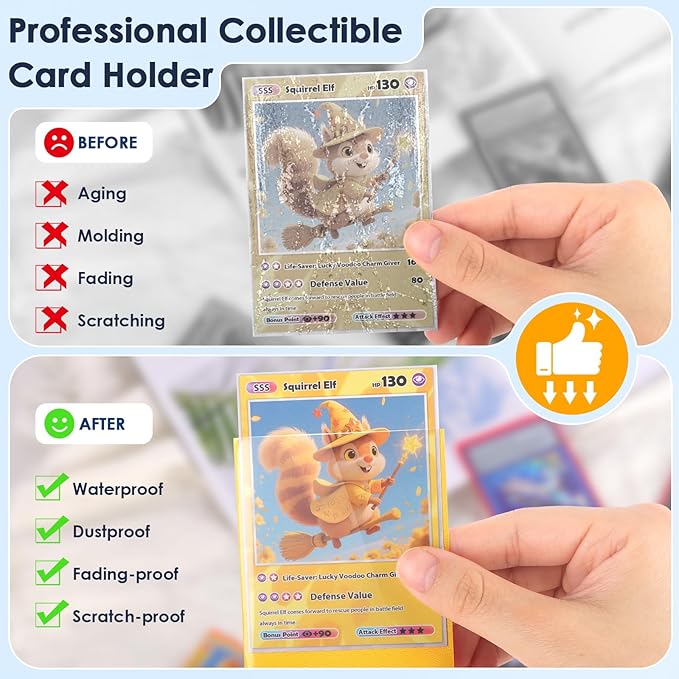 1000Pcs Trading Card Sleeves, 10 Colors Top Loading Sleeves for Standard Cards 2.5" X 3.5", Card Protector for Baseball Card,Sports Cards,Game Card,Business Cards