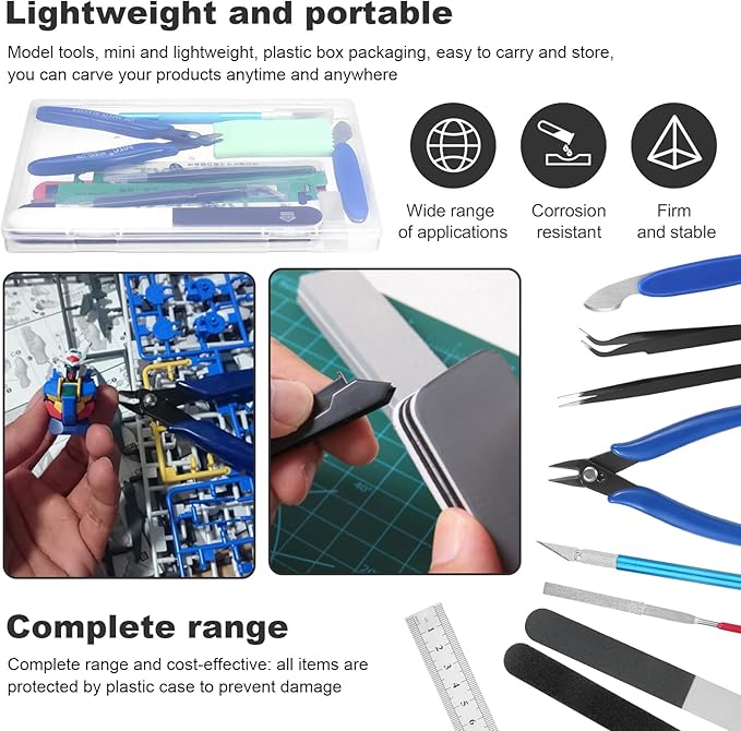 11PCS Model Kit Tools, Gundam Model Tool Kit, Hobby Building Tools Kit for Gundam Basic Model Assembling, Building and Repairing
