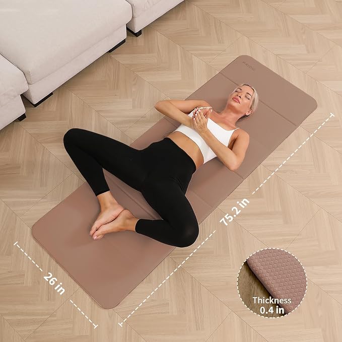 PAIDU Foldable Yoga Mat - 10mm Extra Thick, 75"26" Non-Slip Exercise Fitness Mat | SGS Eco-Certified, Portable for Yoga/Pilates/Studio/Home Workout