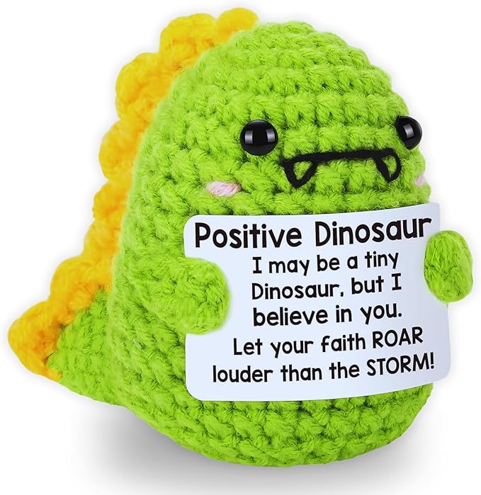 Handmade Emotional Support Crochet (Positive Dino)