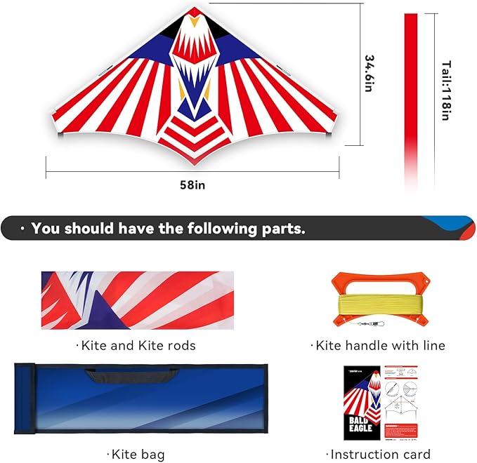 Kite, Large Delta Kites for Kids and Adults, Easy to Fly Rainbow Kites, Durable Multifunctional Beach Kite, Tangle-Free Flight Line, Durable
